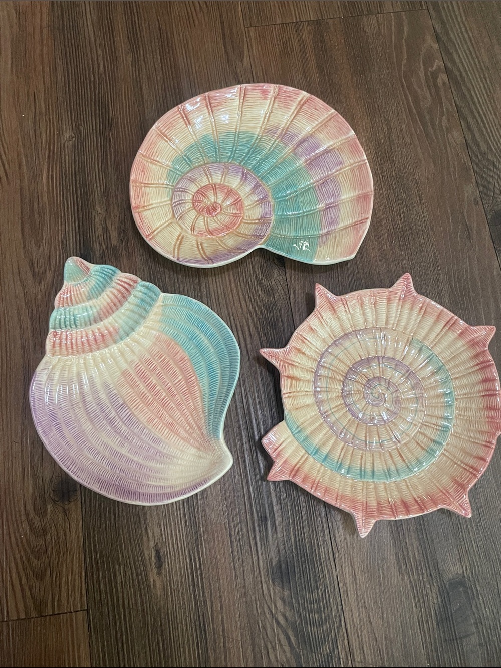Vintage Fitz and Floyd OMNIBUS Sea shells Nautical set of 3 appetizer plates!!